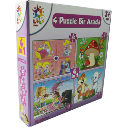 Laço Kids 4 Puzzle Bir Arada Kız Çocuk Puzzle 56 Parça  NET FİYAT