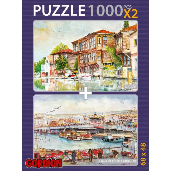 Gordion Küçüksu & Galata Köprüsünde Balıkçılar 2X1000 Parça Puzzle Takım NET FİYAT