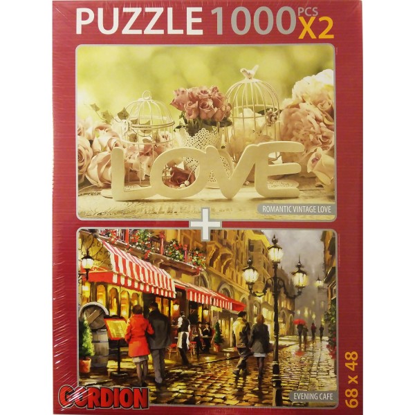 Gordion  Romantic Vintage Love & Evening Cafe  2X1000 Parça Puzzle Takım NET FİYAT