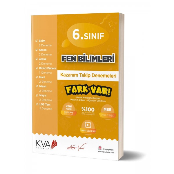 KVA Yayınları 6. Sınıf Fen Bilimleri Fark Var Kazanım Takip Denemeleri