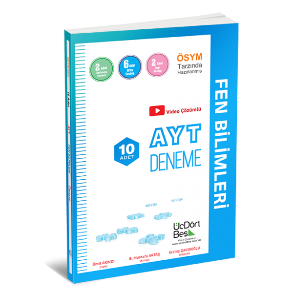 ÜçDörtBeş Yayınları AYT Fen Bilimleri 10 Deneme