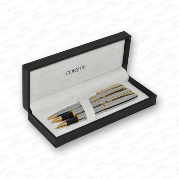 CV 25 DTR Corvus Gold Krom Dolma -Roller -Tükenmez Kalem Hediye Üçlü Hediye Seti CV 25 DTR Corvus Gold Krom Dolma -Roller -Tükenmez Kalem Hediye Üçlü Hediye Seti
