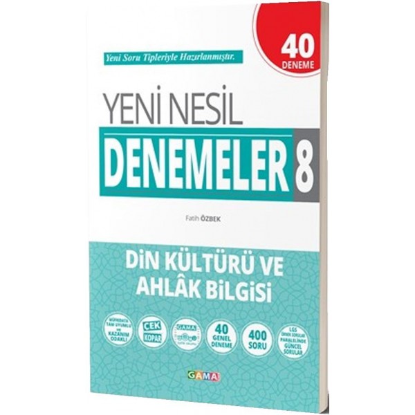 8.Sınıf LGS Din Kültürü ve Ahlak Bilgisi Yeni Nesil 40 Genel Deneme Gama Yayınları