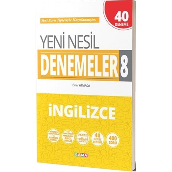 8.Sınıf LGS İngilizce Yeni Nesil 40 Genel Deneme Gama Yayınları