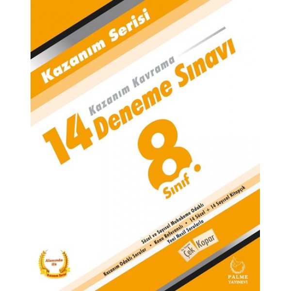 8.Sınıf Kazanım Serisi 14 Deneme Sınavı Palme Yayınevi