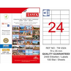 TANEX TW-2324 LASER ETİKET 100 LÜ PAKET 70x35 mm 