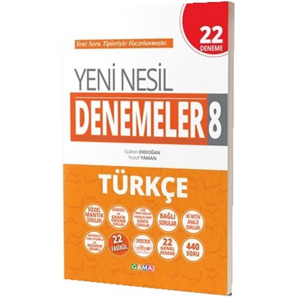 8.Sınıf LGS Türkçe Yeni Nesil 22 Genel Deneme Gama Yayınları