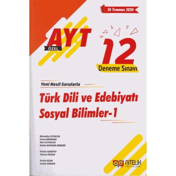AYT Özel Türk Dili ve Edebiyatı Sosyal Bilimler 1 - 12 Deneme Sınavı